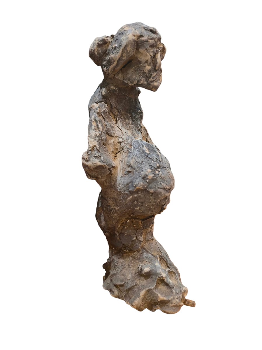 Sculpture art brut expressionisme terre cuite a identifier-photo-1