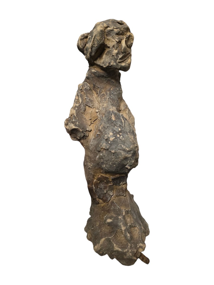 Sculpture art brut expressionisme terre cuite a identifier-photo-2