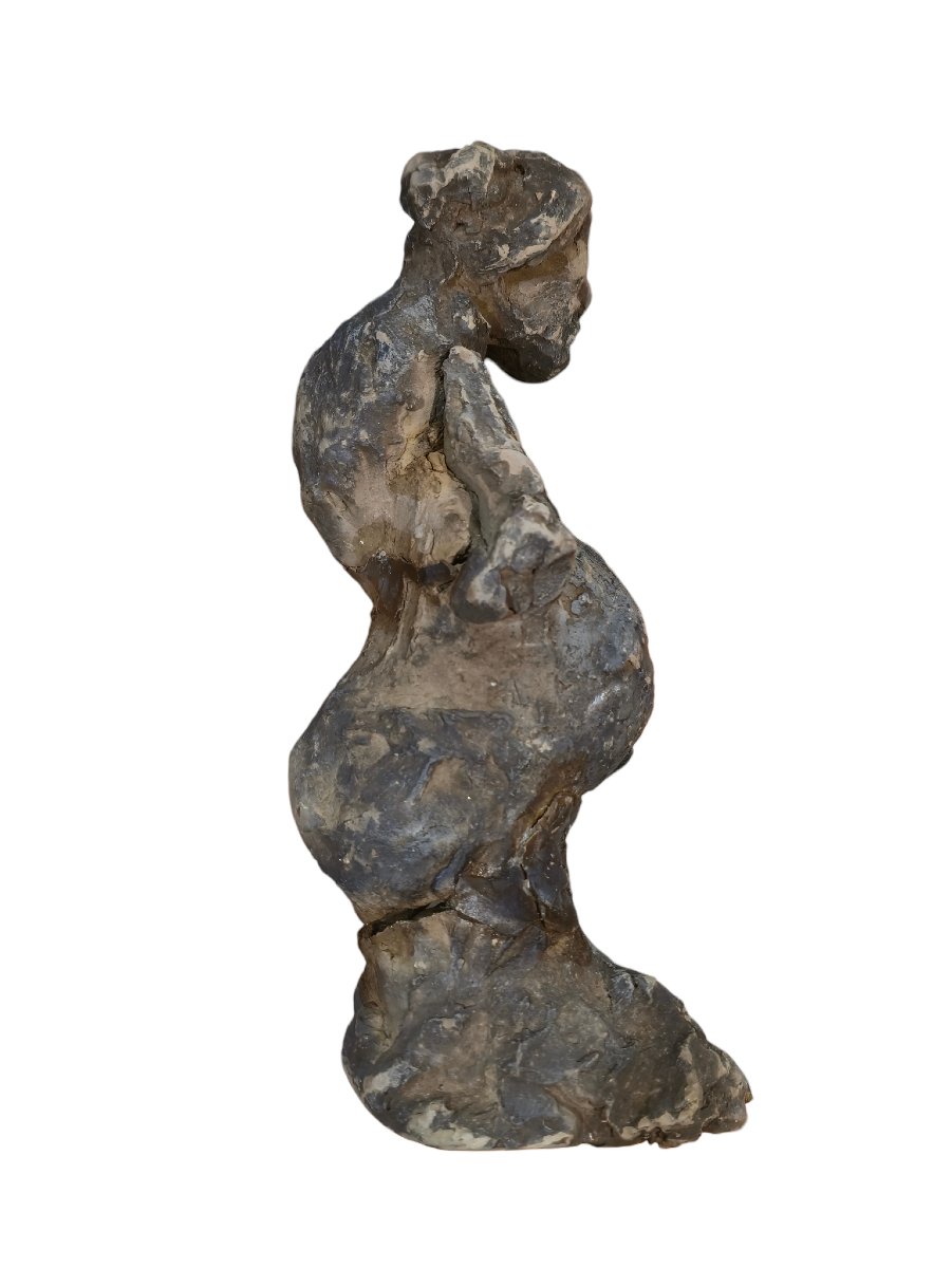 Sculpture art brut expressionisme terre cuite a identifier-photo-3