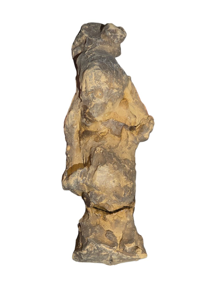 Sculpture art brut expressionisme terre cuite a identifier-photo-4