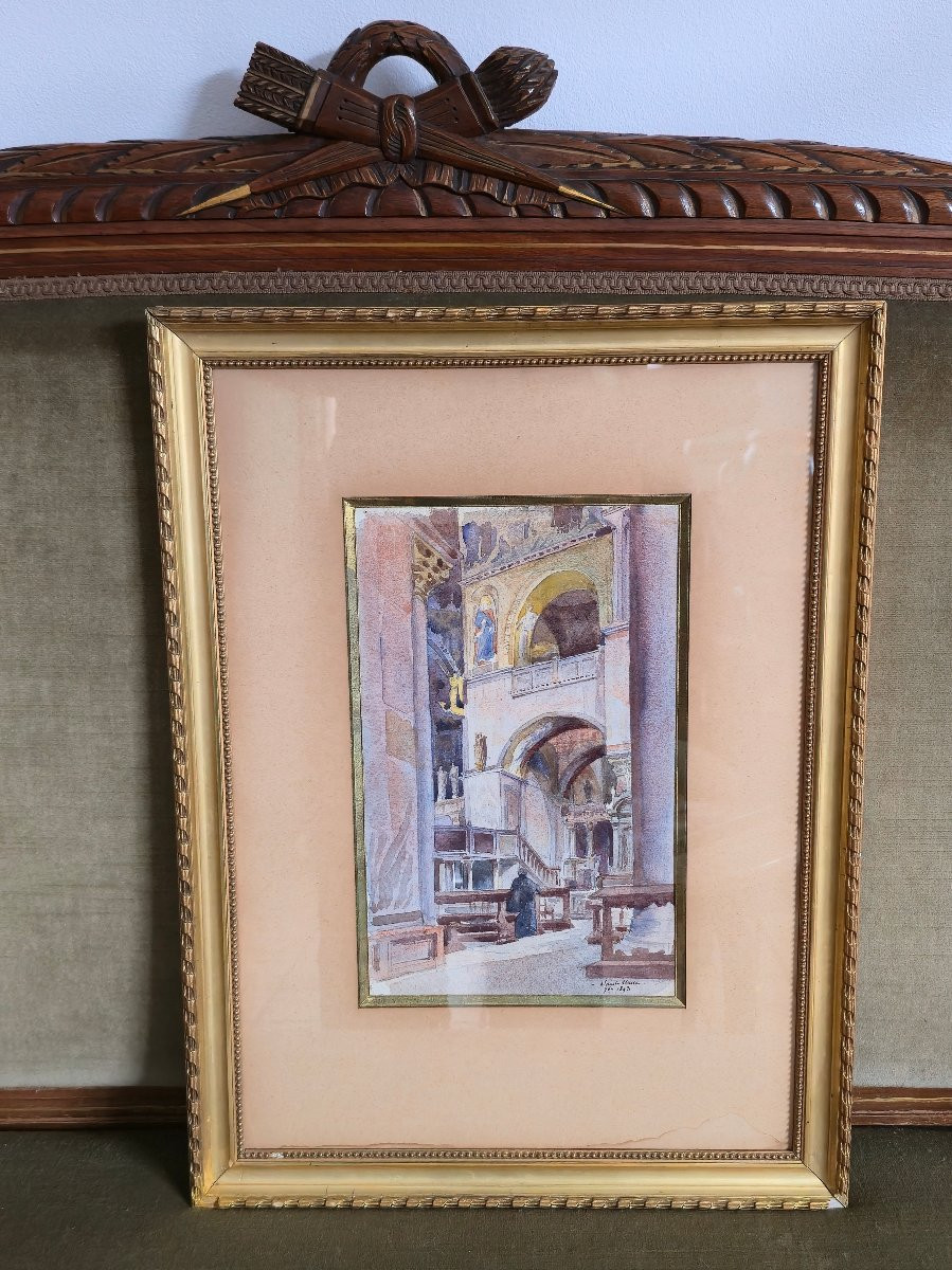 Anonymous 19th Century French School Drawing Watercolor Saint Mark Venice-photo-3