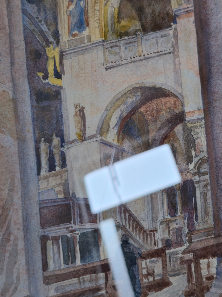Anonymous 19th Century French School Drawing Watercolor Saint Mark Venice-photo-4
