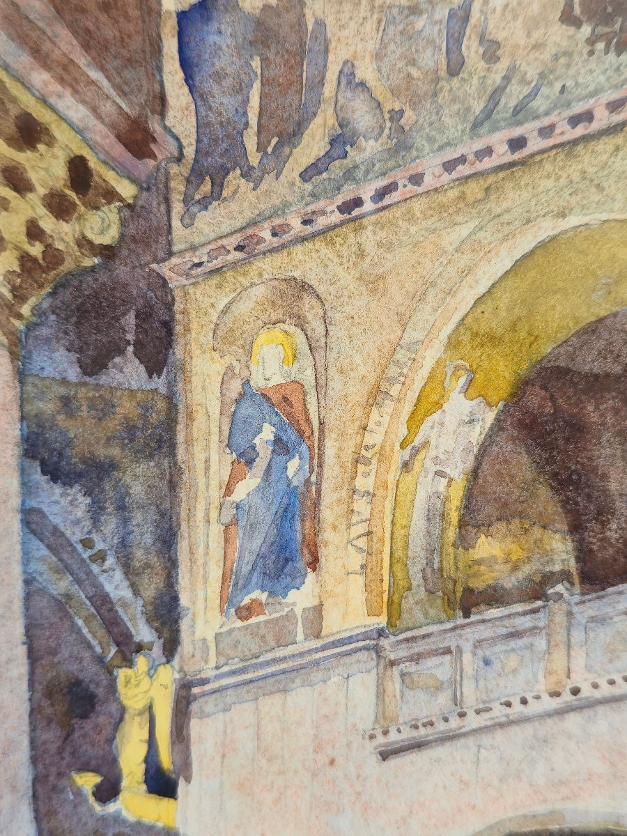Anonymous 19th Century French School Drawing Watercolor Saint Mark Venice-photo-7