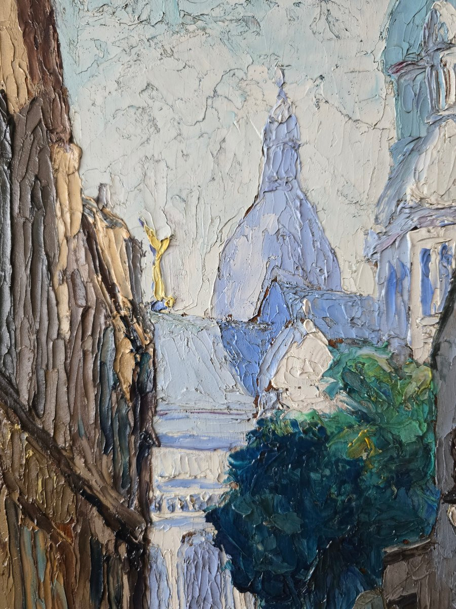 E. Charlier - 1928 - View Of Montmartre - Paris - Oil Painting On Panel-photo-2