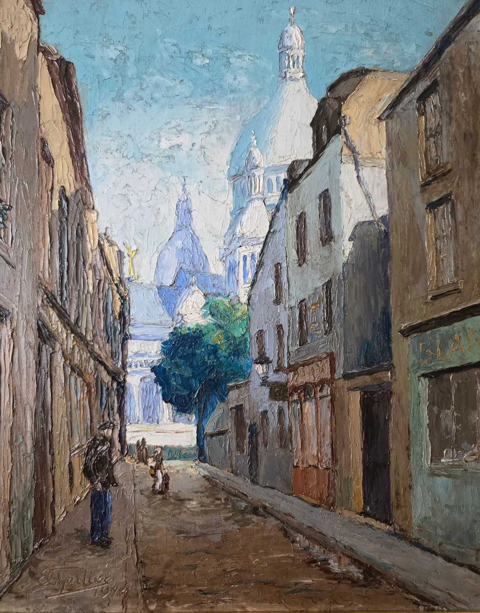 E. Charlier - 1928 - View Of Montmartre - Paris - Oil Painting On Panel