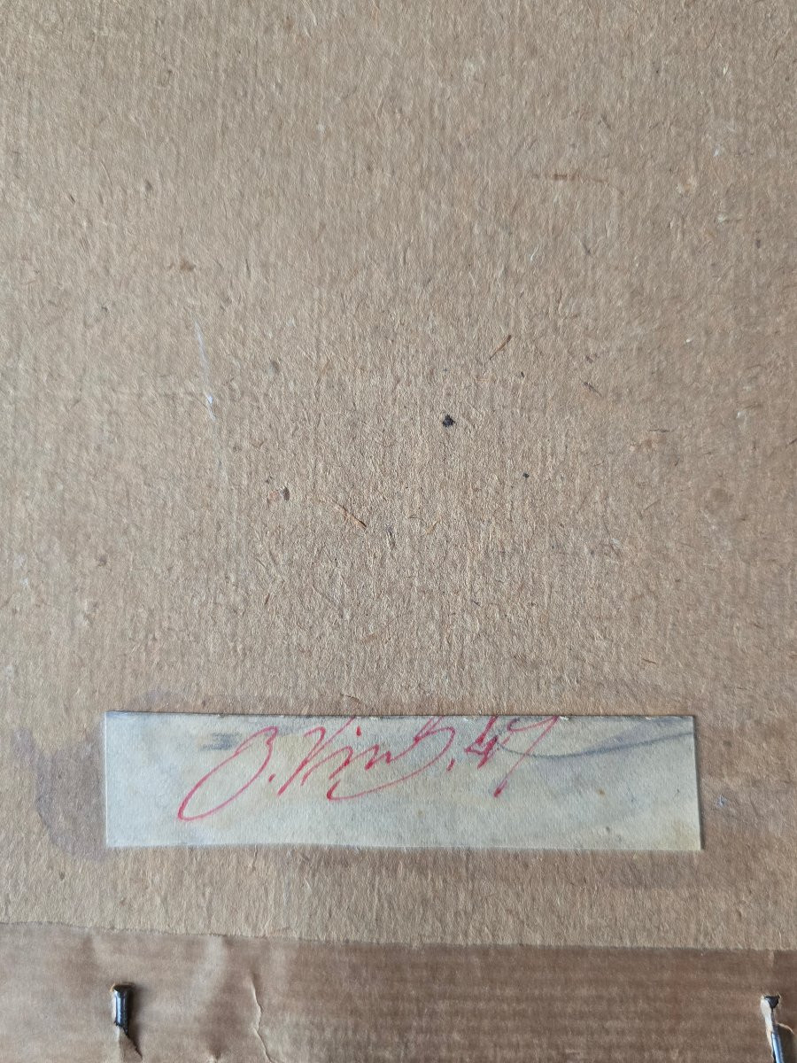 To Be Identified - Vink ? - 1947 - Paris - View Of A Street With A Horse-drawn Carriage - Watercolor Drawing-photo-1