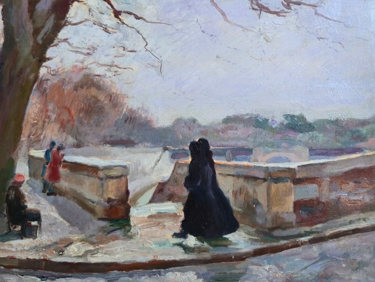 Luigi Polverini (Rome 1903-1960) - Lungo Tevere - huile sur carton - post impressioniste italie