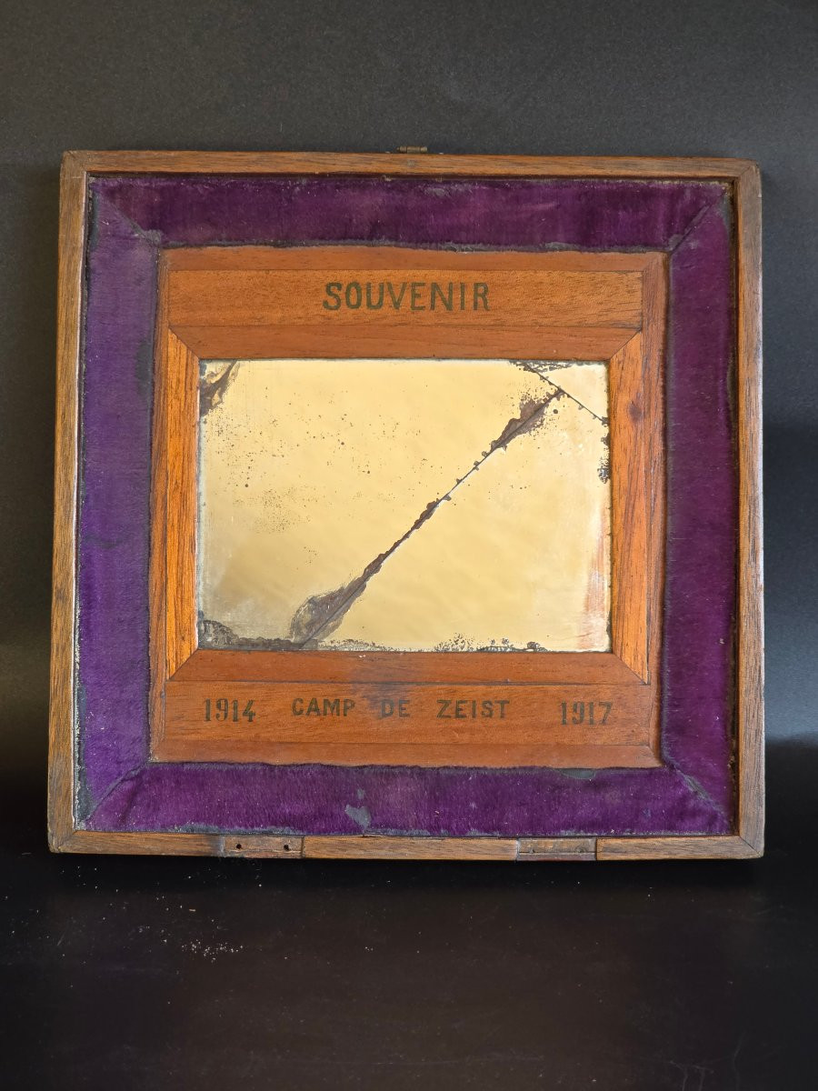 Souvenir première guerre mondiale Camp de Zeist 1914 1917 marqueterie artisanat de poilu 14 18-photo-3