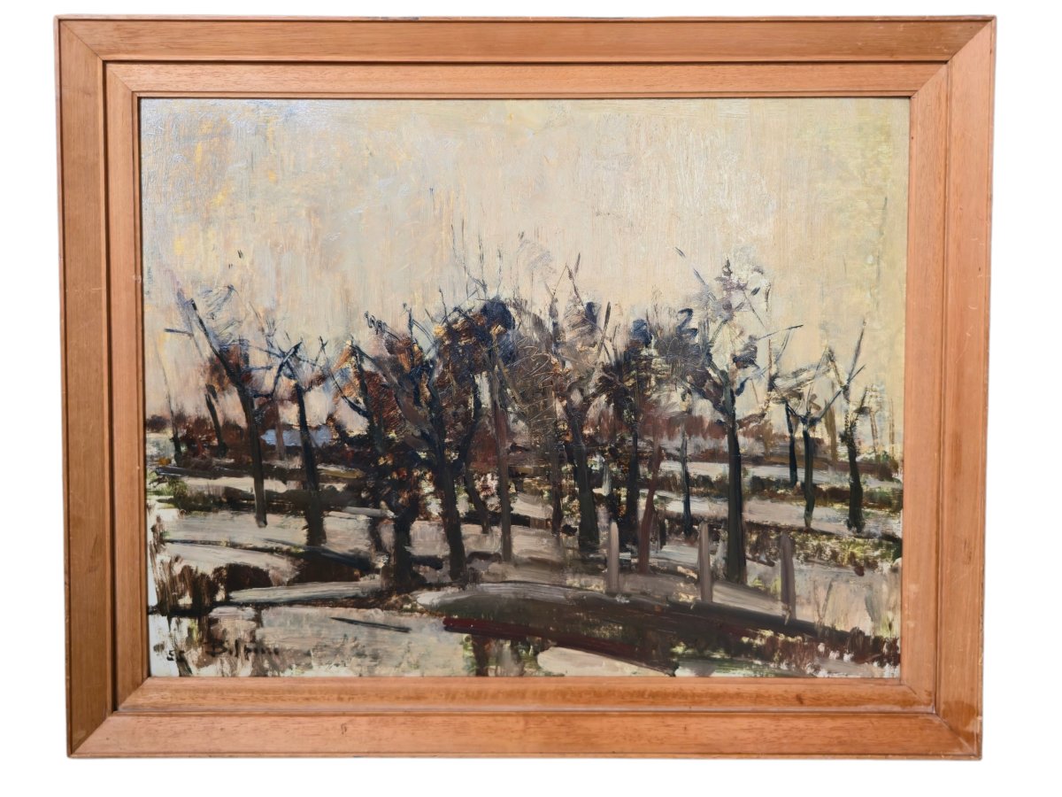 Jacques Belpaire (1908-1960) - Wooded Landscape - Figurative Abstraction-photo-3