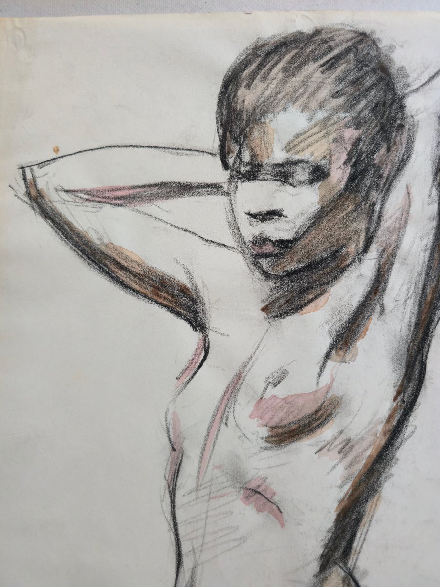 André Hallet (1890-1959) - Nude Study Of An African Woman N°2 - Watercolor-photo-2