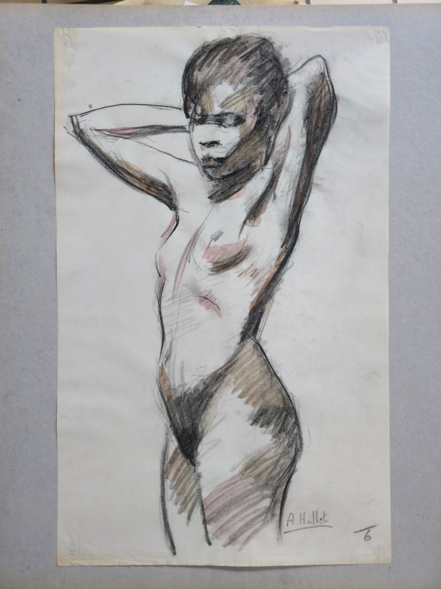 André Hallet (1890-1959) - Nude Study Of An African Woman N°2 - Watercolor-photo-4