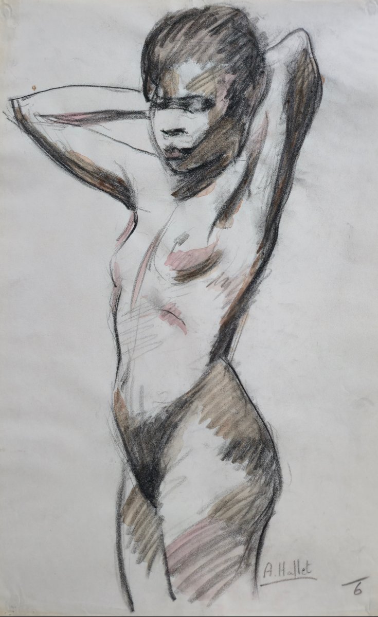 André Hallet (1890-1959) - Nude Study Of An African Woman N°2 - Watercolor