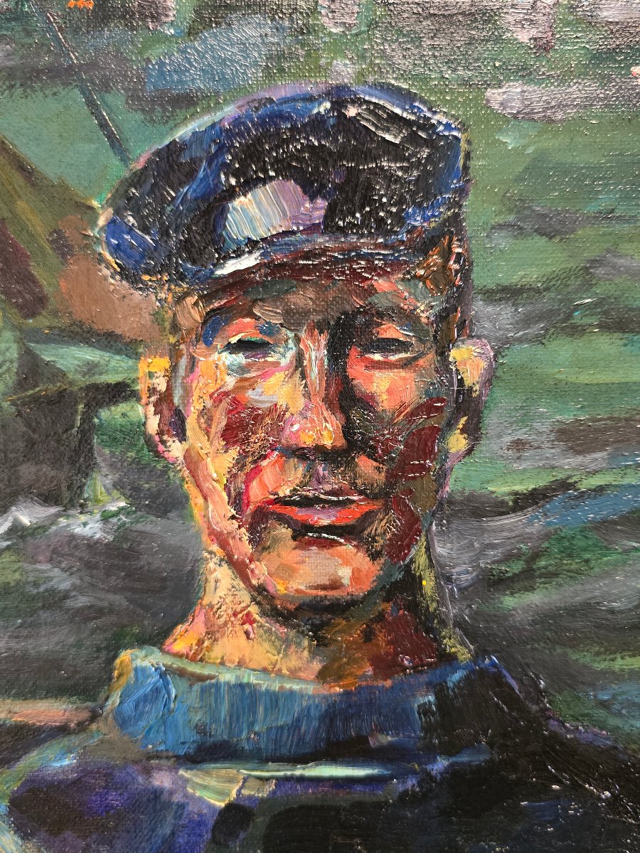 Anonyme, école belge ?, à identifier, portrait de marin, expressionisme, bateaux, gr. Kokoschka-photo-1