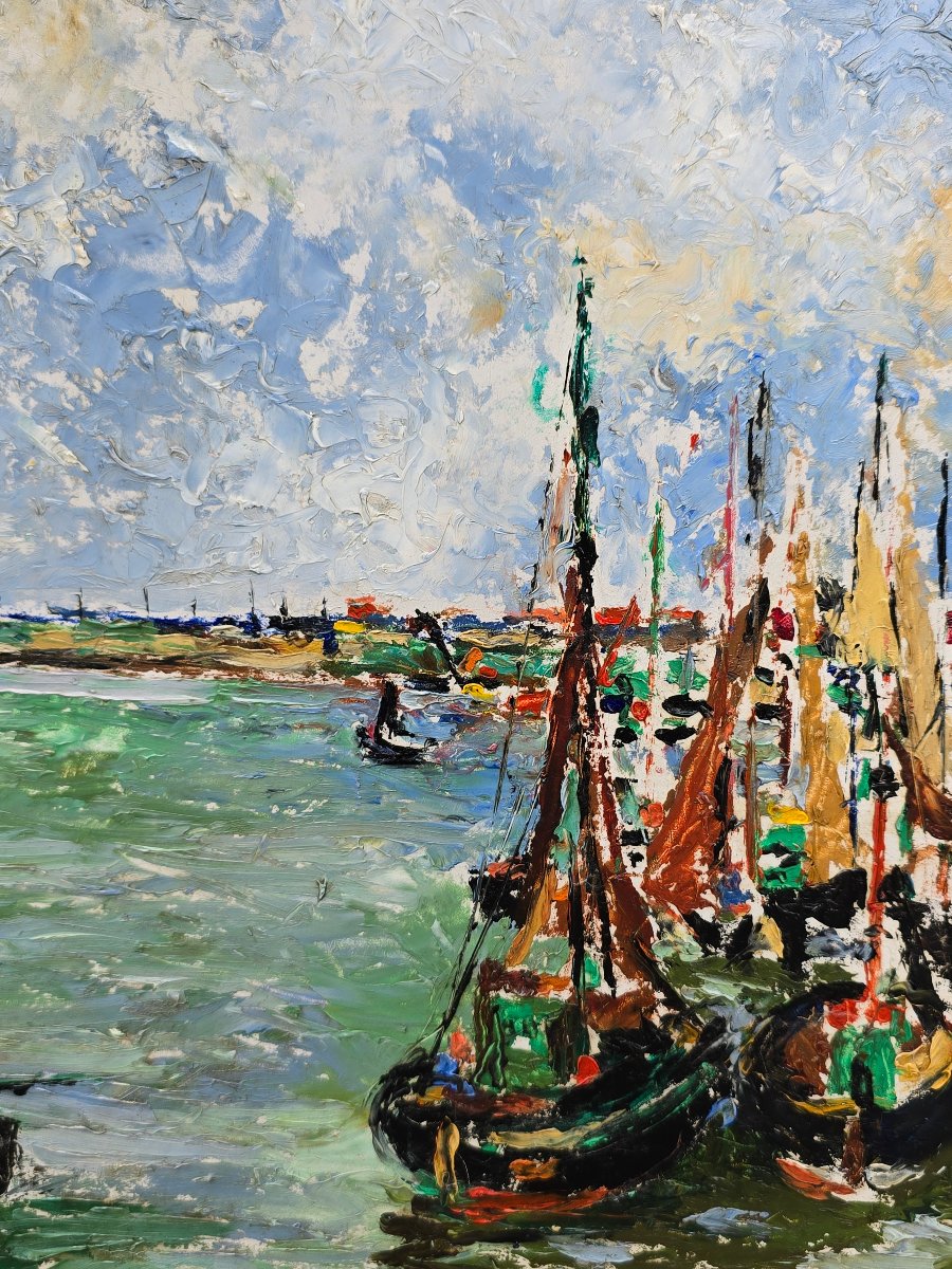 André Maillard, 1946, French School, Boats In A Harbor, Fauvism,-photo-2