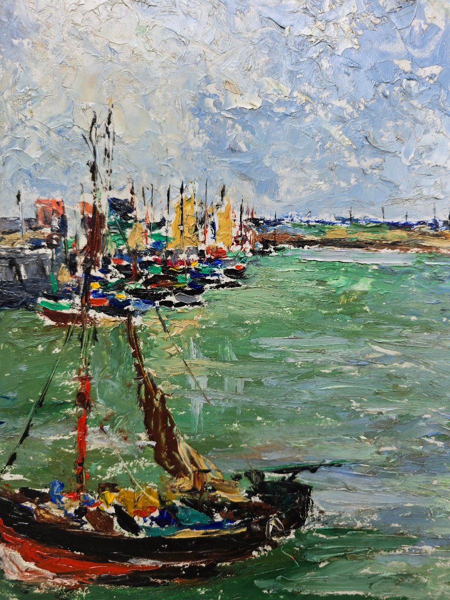 André Maillard, 1946, French School, Boats In A Harbor, Fauvism,-photo-4