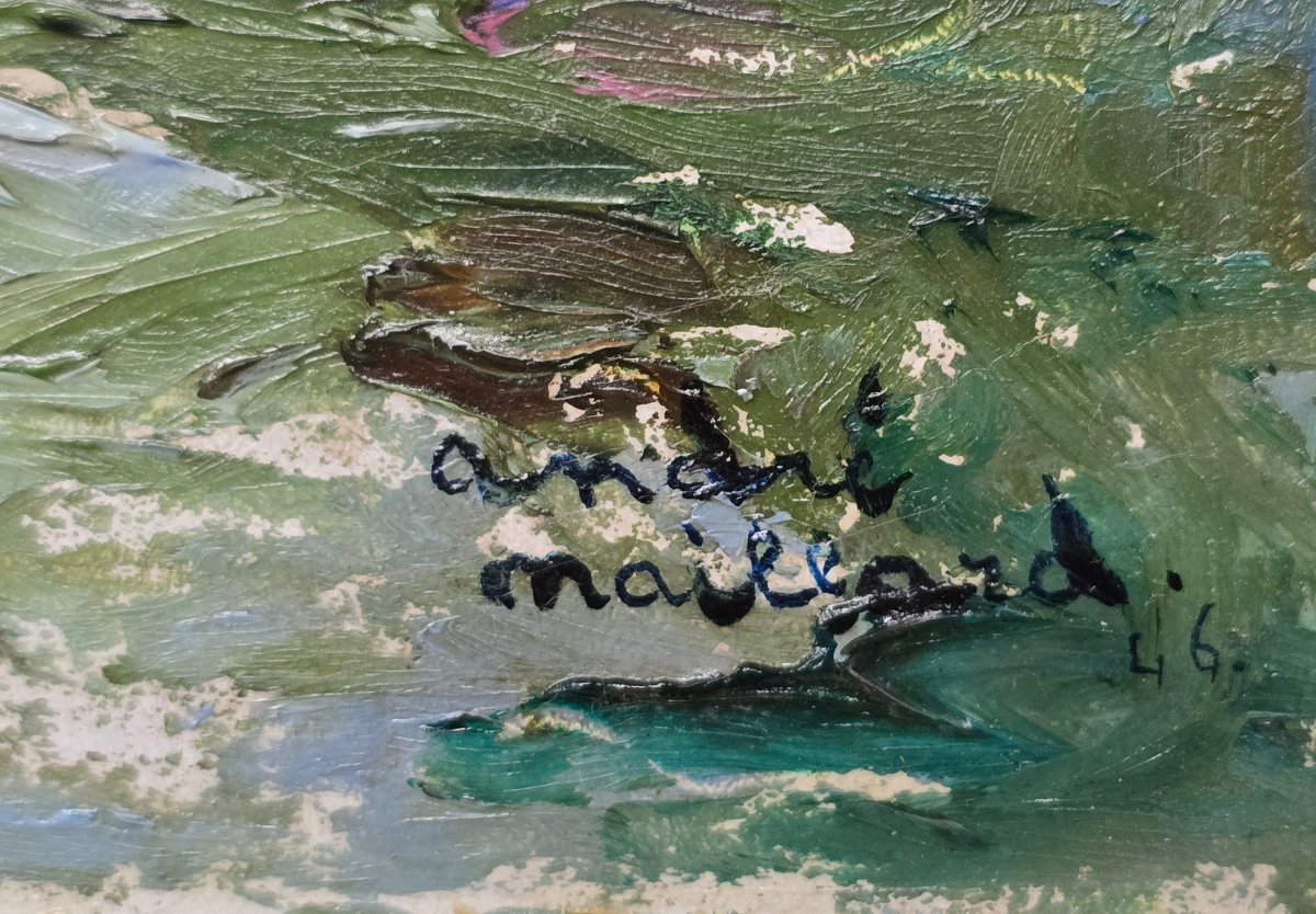André Maillard, 1946, French School, Boats In A Harbor, Fauvism,-photo-1