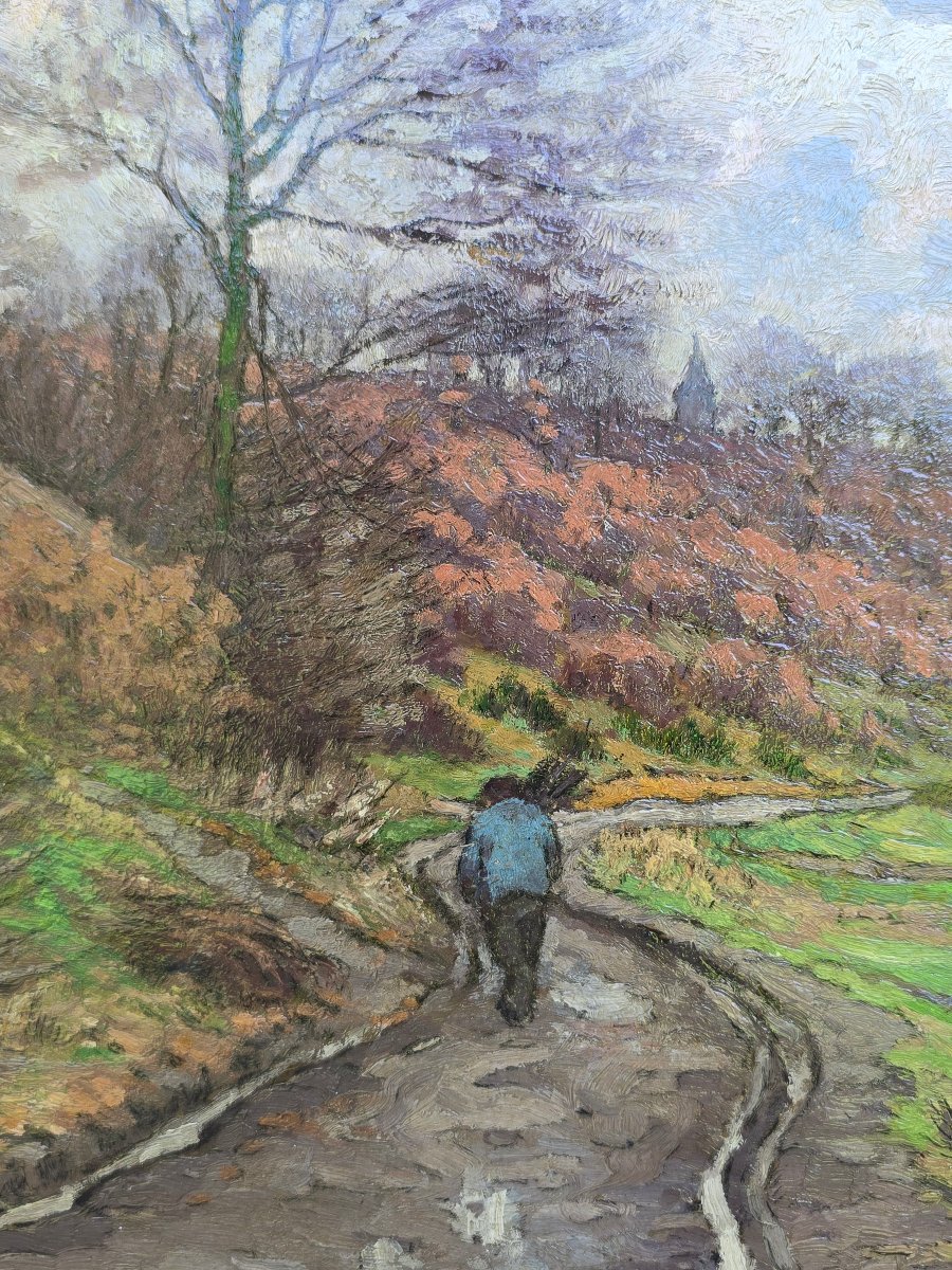 Jean-baptiste Scoriel (1883–1956), A Walk Along A Path In Autumn, Belgian Landscape, Sambre-photo-2