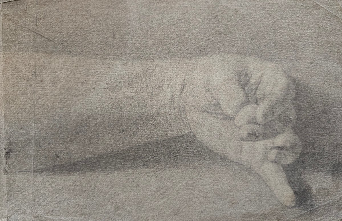 French School—anonymous—18th Century—xviii—1700—academic Study Of A Hand—laid Paper
