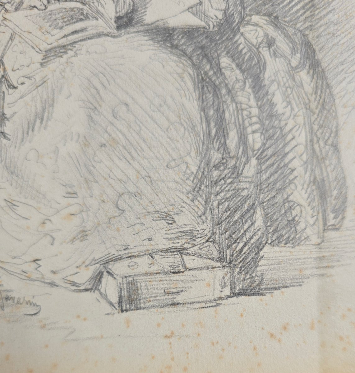 Paul Gavarni (1804–1866), Attributed; Woman And Child Studying, Drawing, Romantic-photo-3