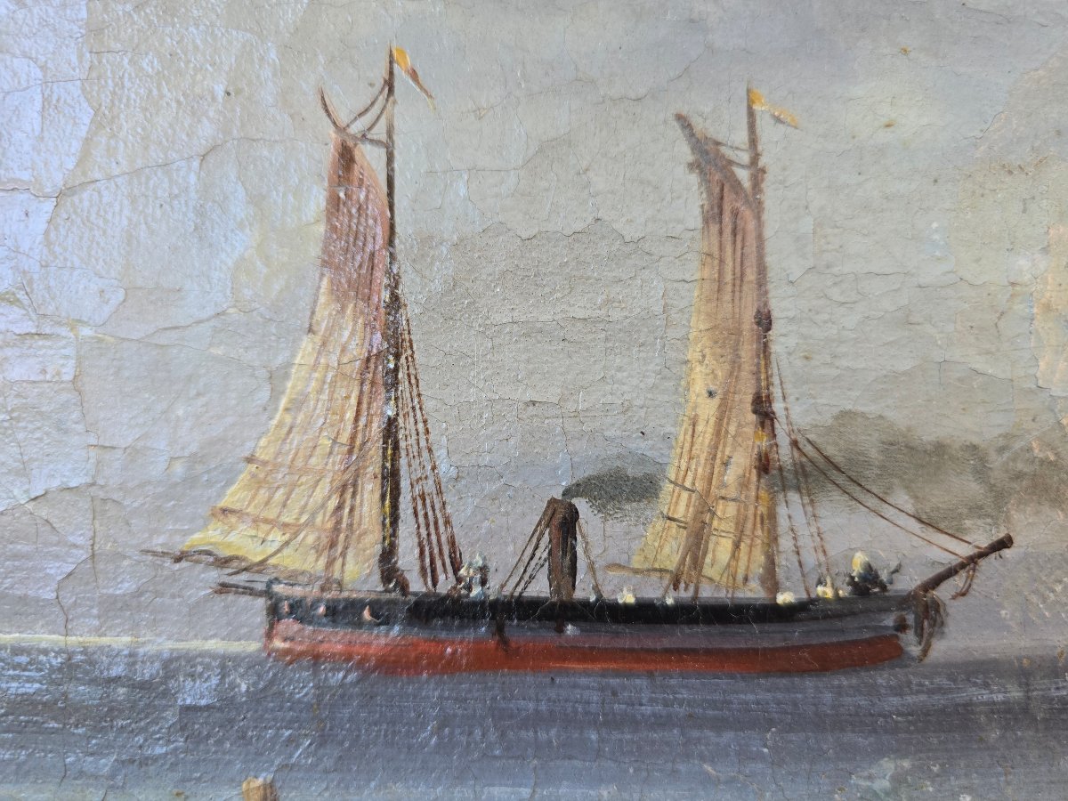 Smits, 19th Century, Belgian School, Dutch School, Marine, Sea, Seascape, Rowboat In The Harbor, Boats-photo-3