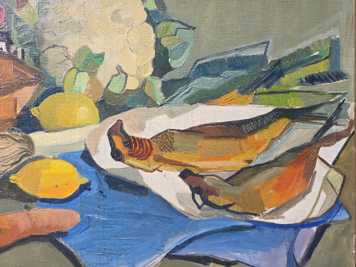 Anonymous - Belgian Or French School - Still Life With Fish - Kitchen - Restaurant -photo-2