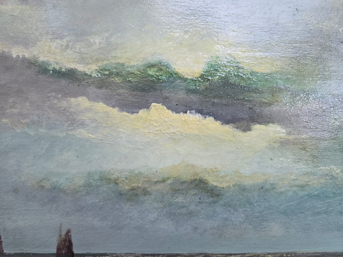 Martin Neirynck (1936 -1996 ) - marine - mer du nord - bateaux - voiliers -  ostende - soleil-photo-3
