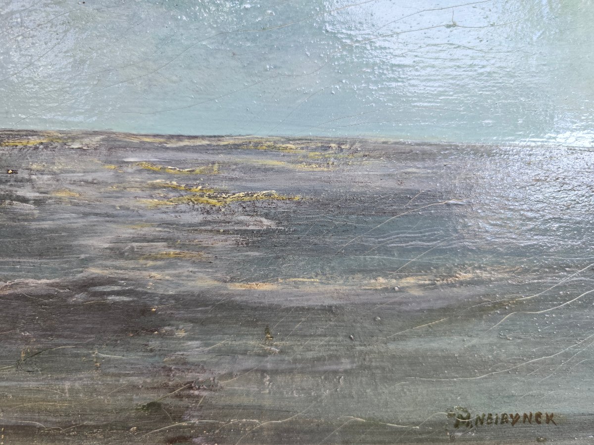 Martin Neirynck (1936 -1996 ) - marine - mer du nord - bateaux - voiliers -  ostende - soleil-photo-4