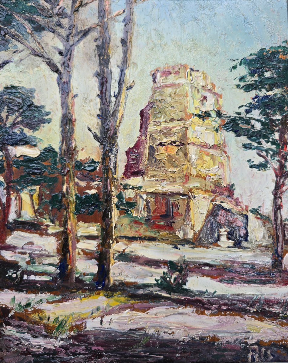 Albert Delaunois (?) (1895-1936), paysage Provence, La Tour Magne, Nimes, archeologie, romain