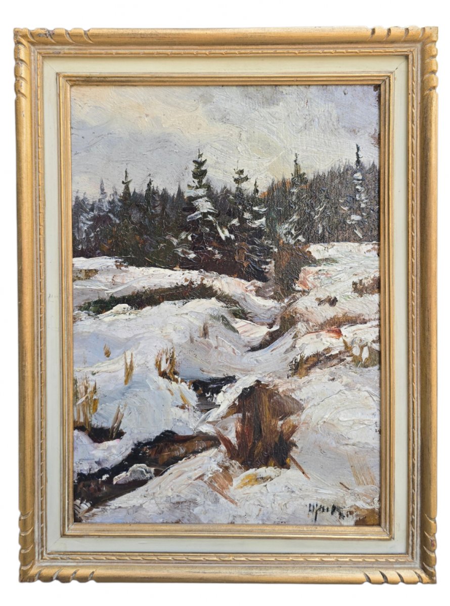 Lucien Hock (1899-1972), paysage d'hiver enneigé, fagnes belge, ardenne, neige, foret-photo-1