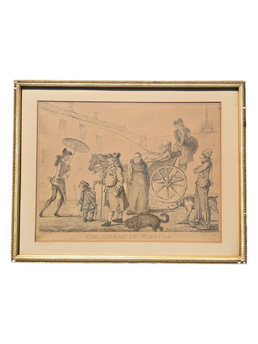 Henry William Bunbury (1750-1811), Englishman at Paris 1767, gravure 18eme siècle-photo-1