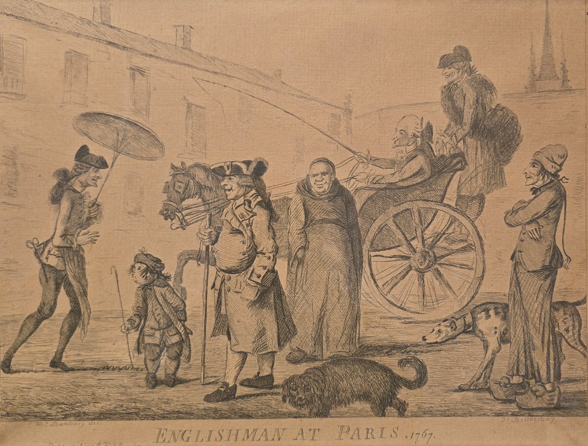 Henry William Bunbury (1750-1811), Englishman at Paris 1767, gravure 18eme siècle
