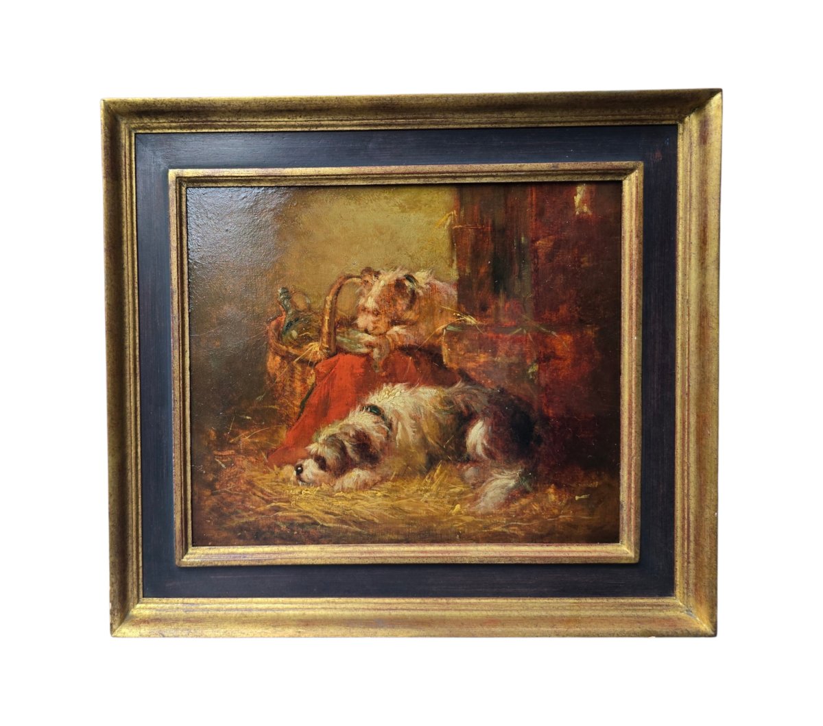 Emmanuel Noterman (1808-1863), chien dormant et chien volant dans un panier, griffon-photo-3