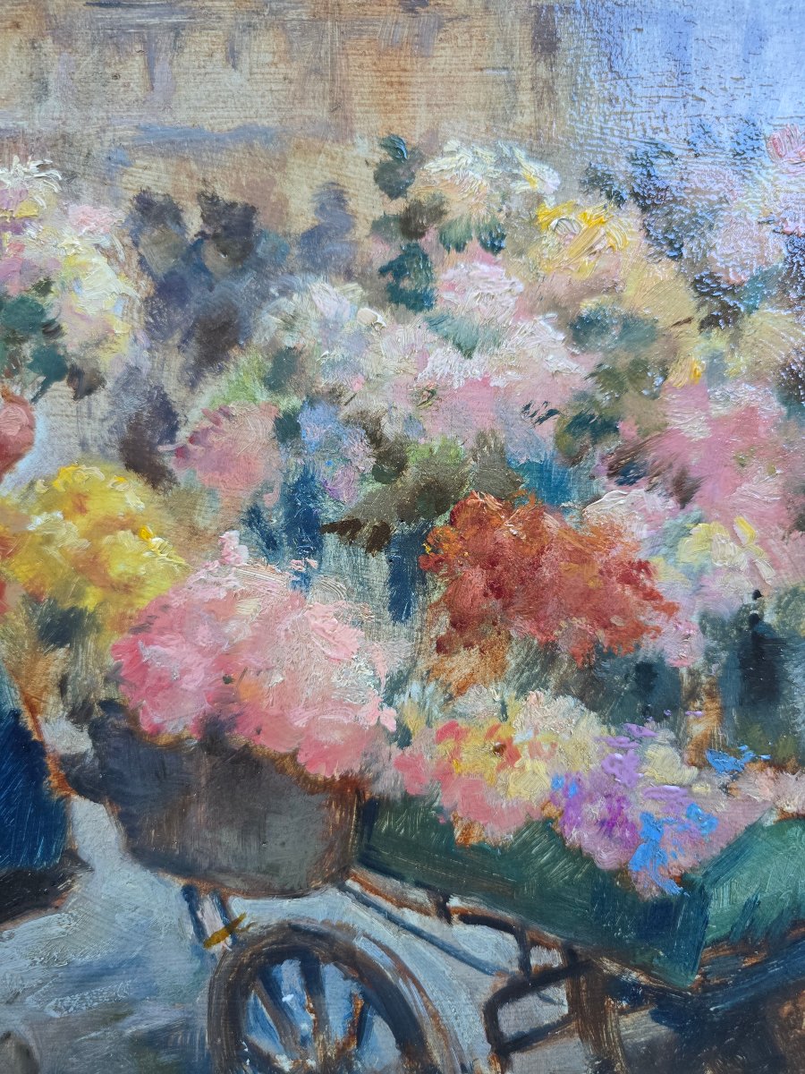 Fernand Gillion (-1950), vendeuse de fleurs sur un marché, bruxelles, belgique-photo-3