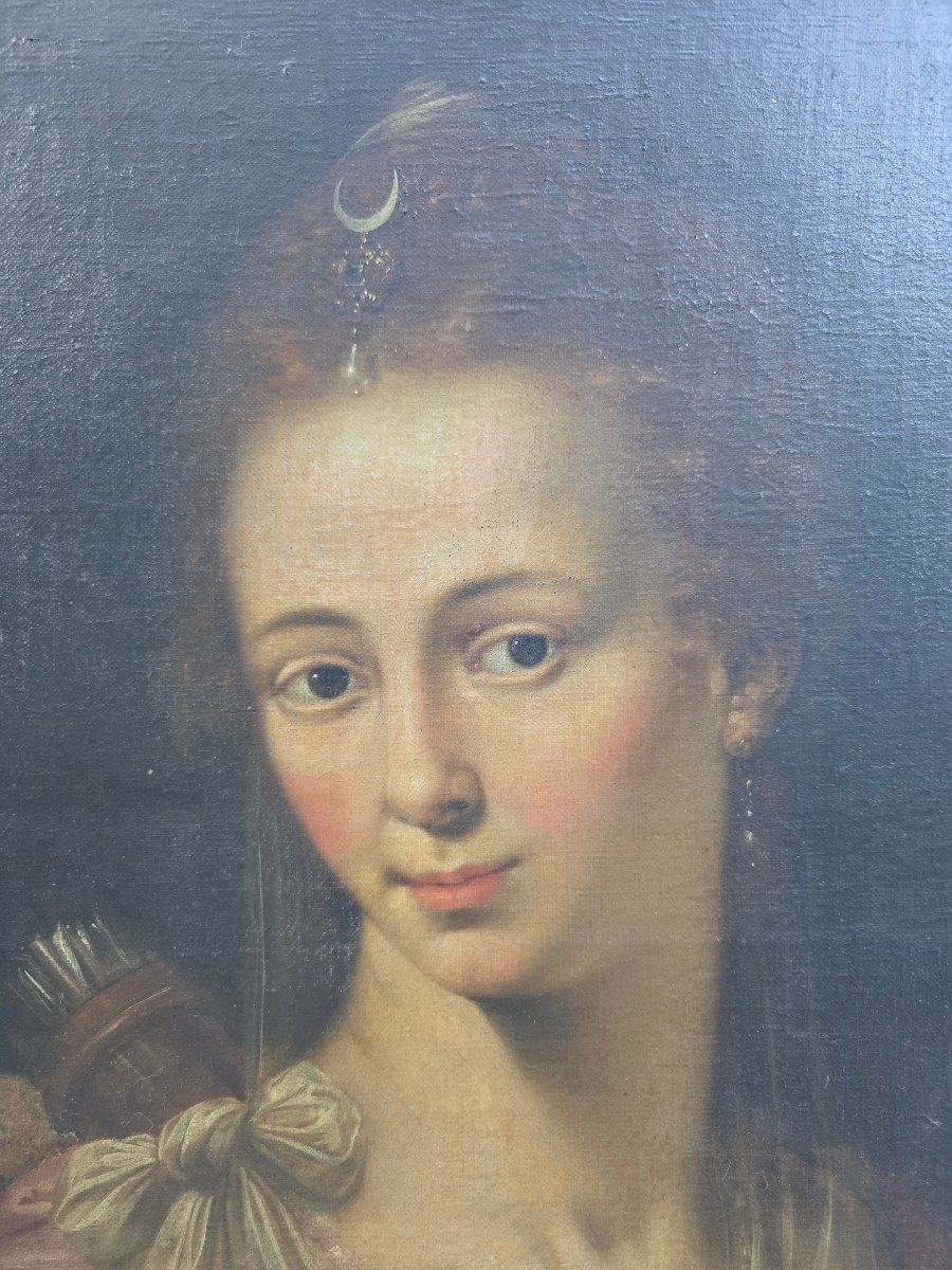 Northern School—attributed To Goltzius—collector's Mark—17th Century—xviie—diana The Huntress 