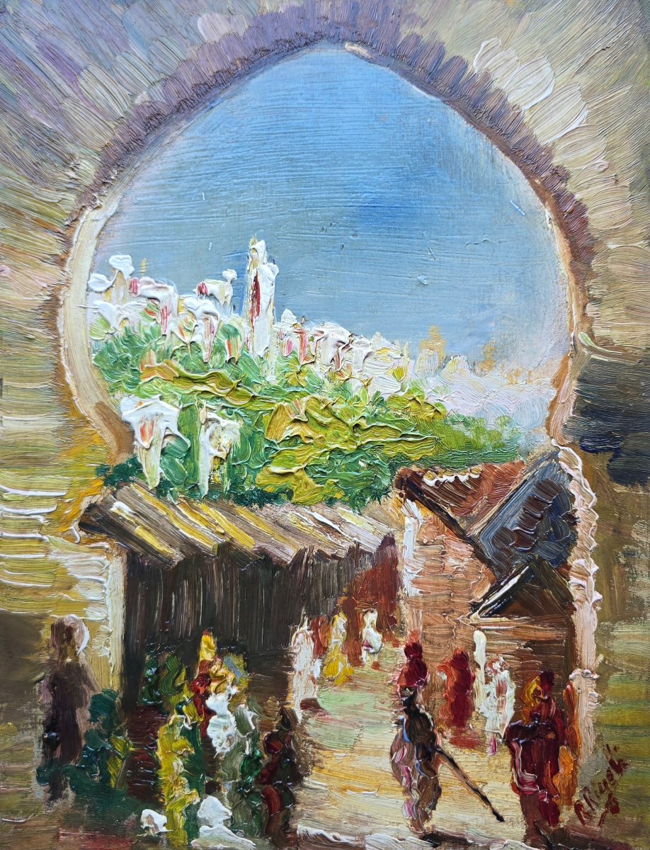 R Rigoli -  vers 1930 - vue d'une ruelle orientale - casbah - médina - maroc ou algerie 