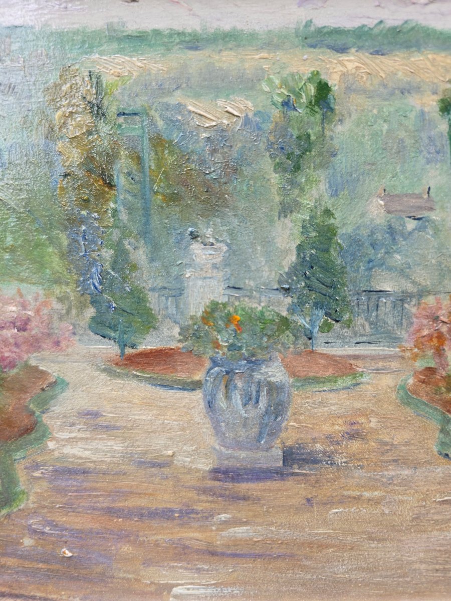 École francaise - vers 1900 - anonyme - impressionisme - vue d'un jardin fleuri - fleurs nature-photo-2