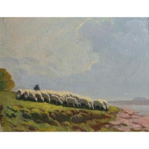 Lucien Jules Gros (1896-1942) - Landscape With A Flock Of Sheep