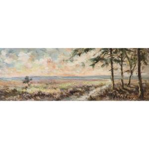  Gérard Antoine Crehay (1844-1936) - Hautes Fagnes Baraque Michel soleil couchant - 1929