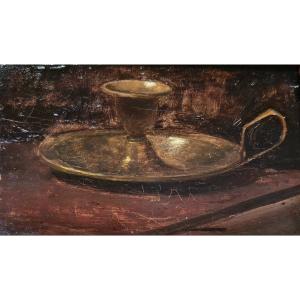 Gaston Simoes De Fonseca (1874-1943) - Candlestick Painting - 19th Century 