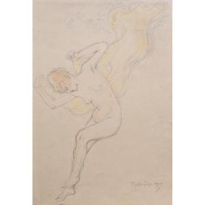 Armand Rassenfosse (1862-1934) - La danse - lithographie couleur - femme 1917