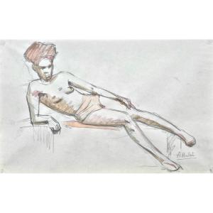 André Hallet (1890-1959) - Nude Study Of An African Woman - Watercolor
