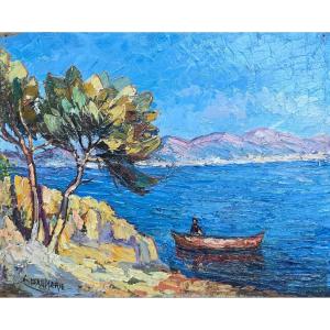 Georges Daumerie (1879–1955), Landscape, Seaside, Provence, Nice, Mediterranean, French Riviera