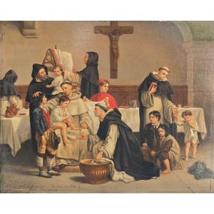 D'aprés Isidore Pils (1815-1875), Lienard, Jeudi Saint en Italie dans un couvent de dominicains
