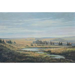 Louis Marville (1888-1968), grand paysage des fagnes belgique, ardenne, luxembourg, liège