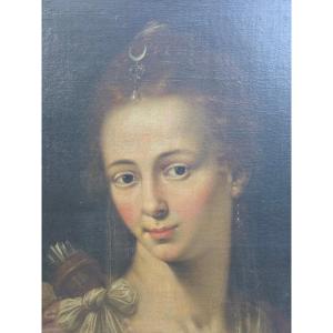 Northern School—attributed To Goltzius—collector's Mark—17th Century—xviie—diana The Huntress
