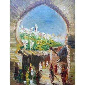 R Rigoli - vers 1930 - vue d'une ruelle orientale - casbah - médina - maroc ou algerie