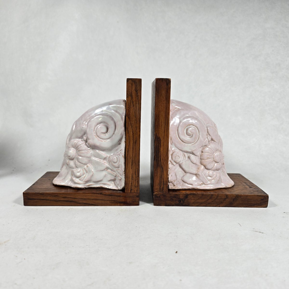 Paire De Serre Livres En Ceramique Art Déco,  Années 30-photo-1