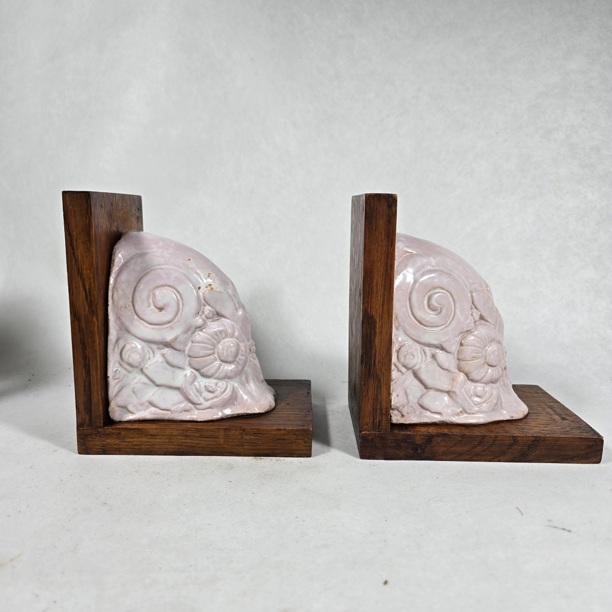 Paire De Serre Livres En Ceramique Art Déco,  Années 30-photo-3