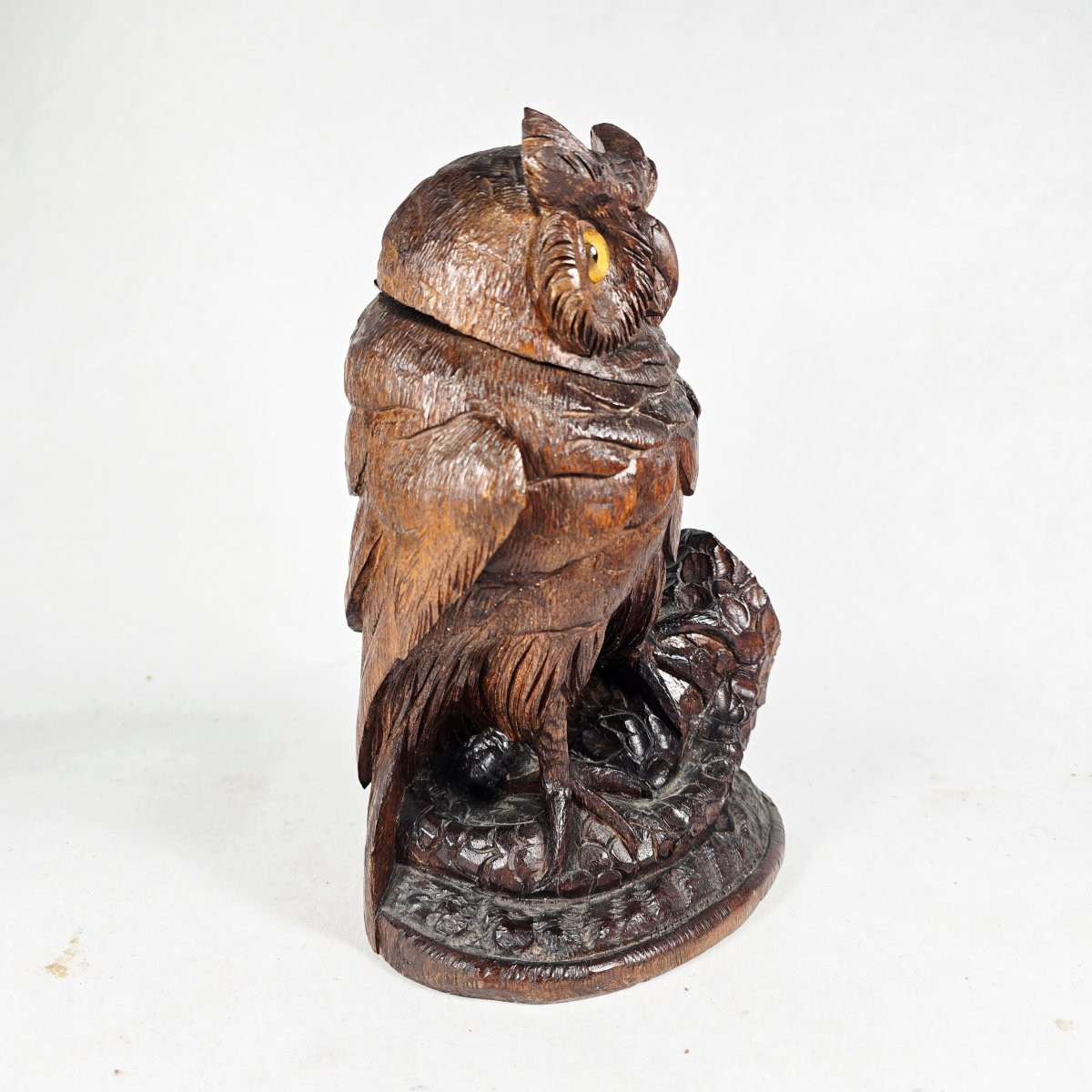 Black Forest Sculpture Box In The Shape Of An Owl 19th Century-photo-3