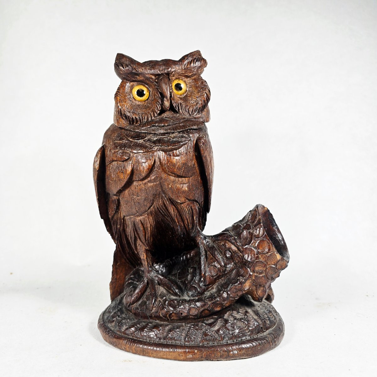 Black Forest Sculpture Box In The Shape Of An Owl 19th Century-photo-8